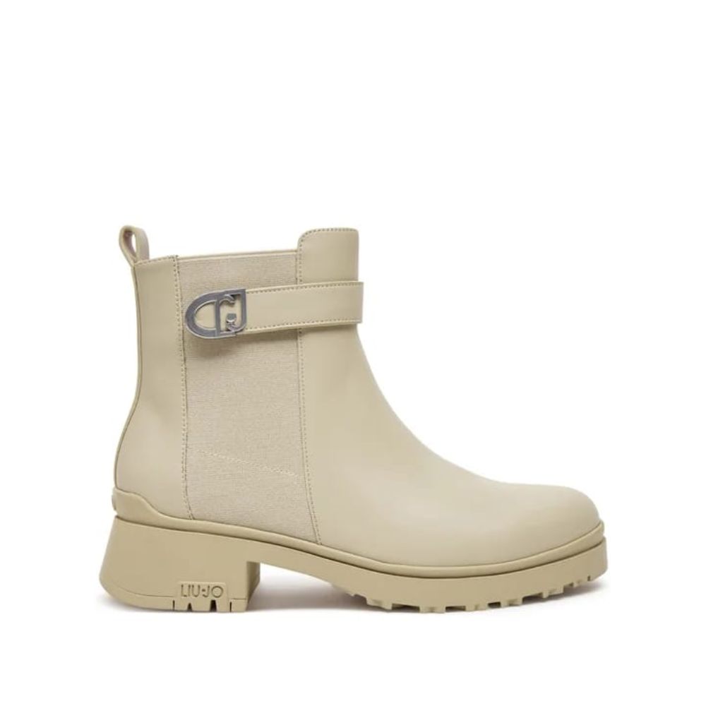 LIU JO BEIGE WOMEN LEATHER CHELSEA ANKLE BOOTS